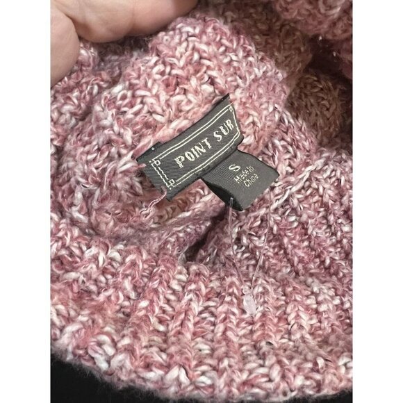 Point Sur Cable Knit Turtleneck Sweater Small Pink White Pullover Cotton - Picture 5 of 6